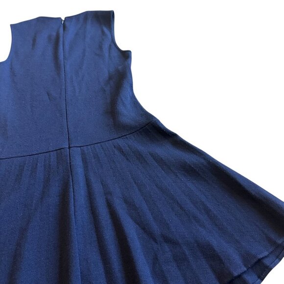 Theory Sleeveless Navy Wool Blend Fit N Flare Dress Skater Mini Size 0 Women's - Picture 9 of 11